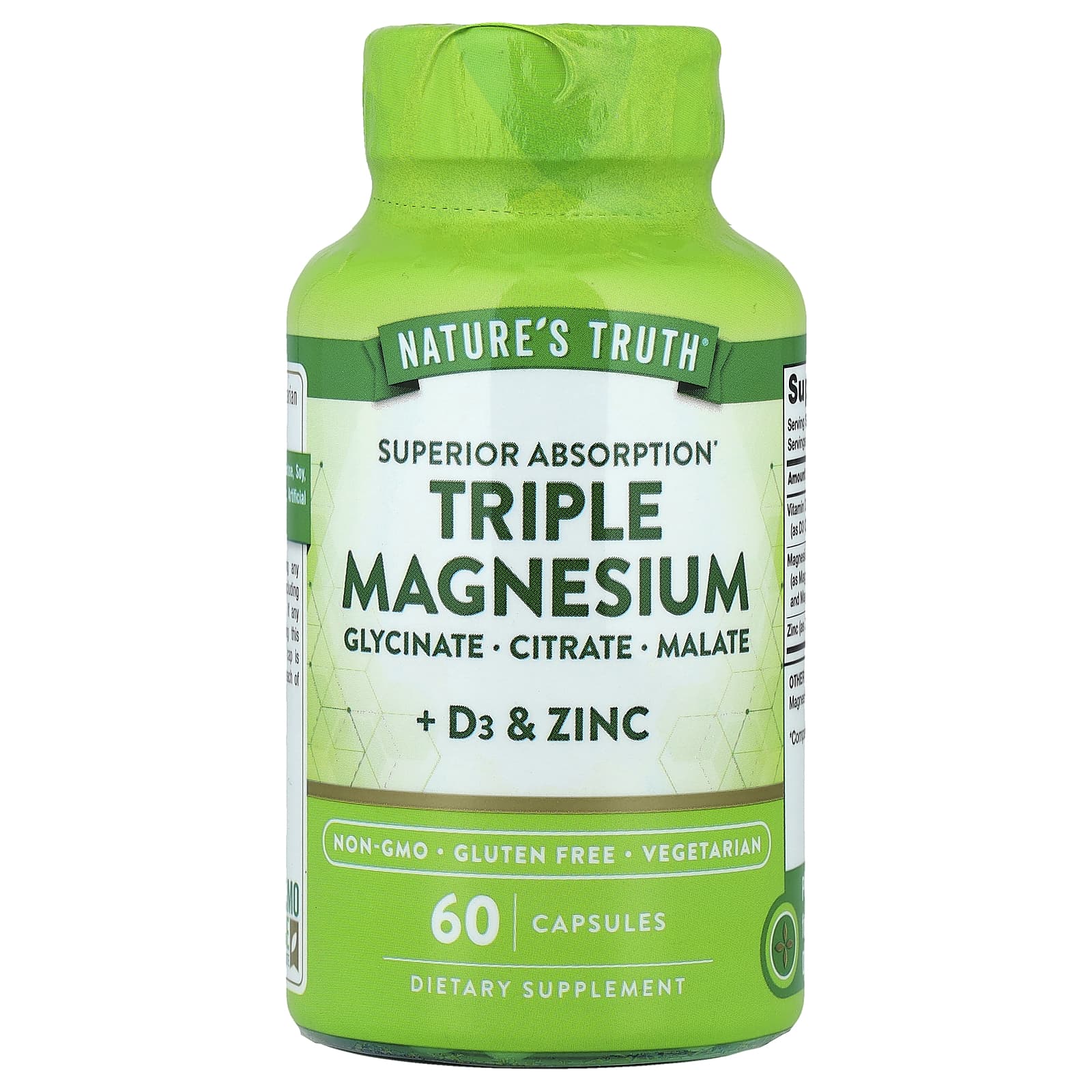 

Nature S Truth, Triple Magnesium + D3 & Zinc, 60 Capsules