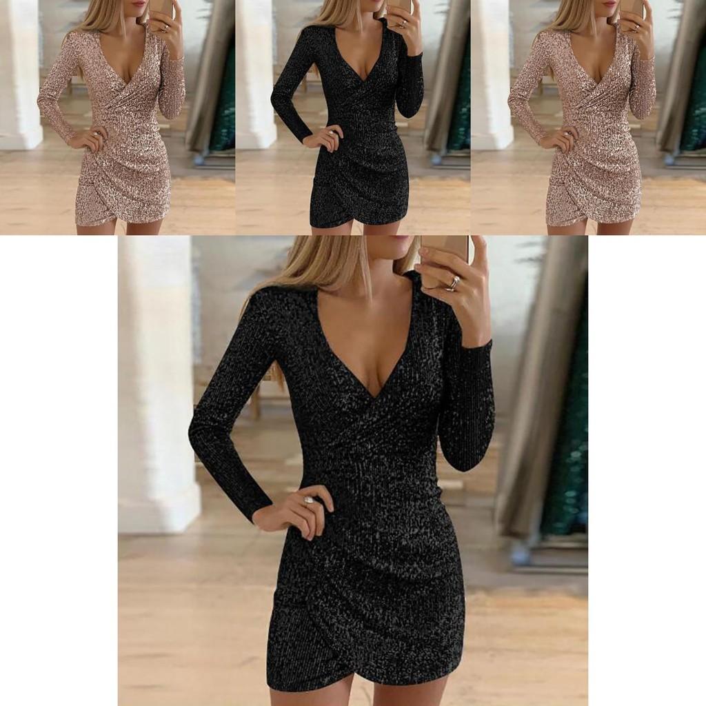 Elegantes Damen Pailletten Weihnachts Bodycon Kleid für Abendpartys und Veranstaltungen