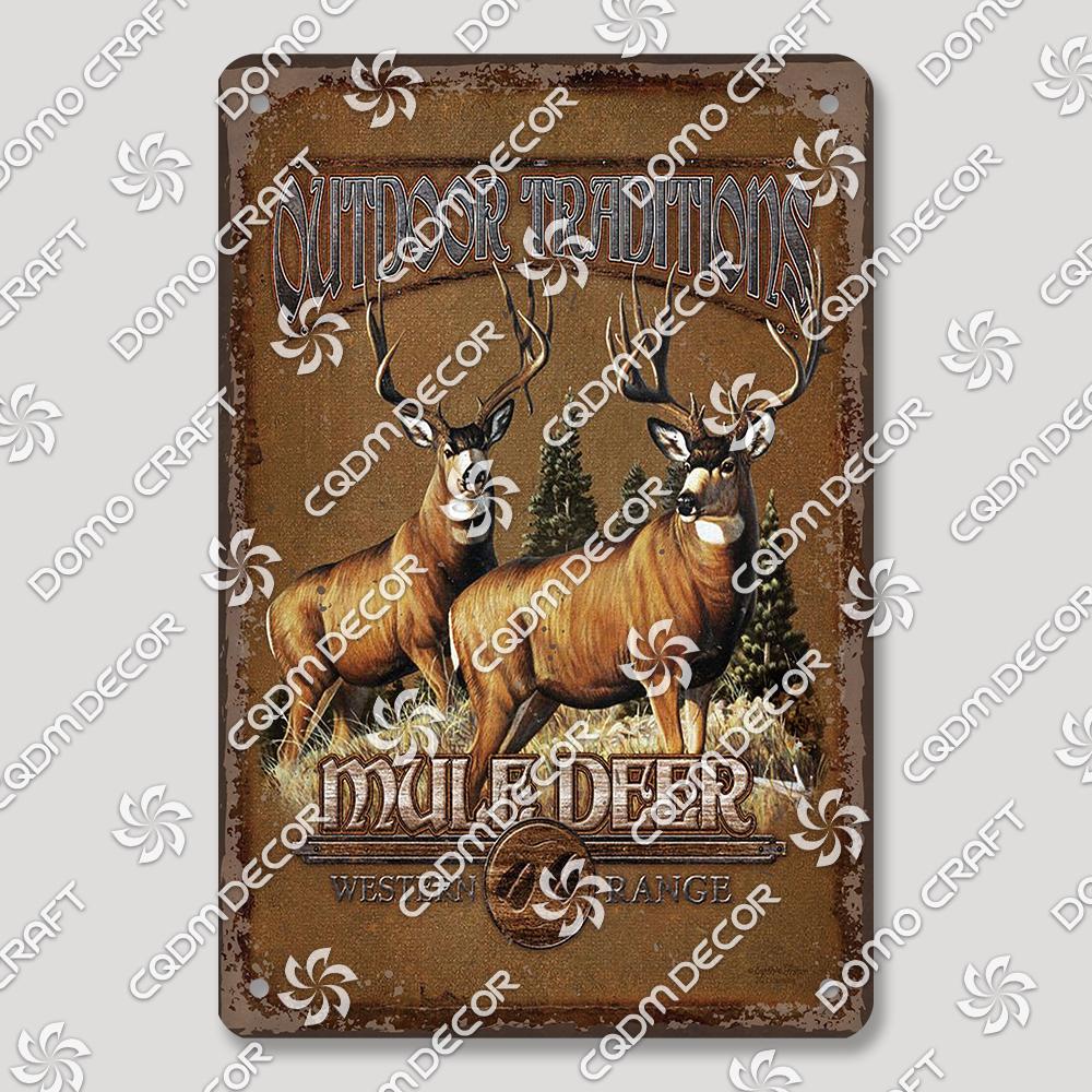 Hunting Metal Tin Signs, Ranger Shotgun Shells Vintage Poster, Retro Duck Elk Bear Metal Plaque, Club Farmhouse Home Wall Decor