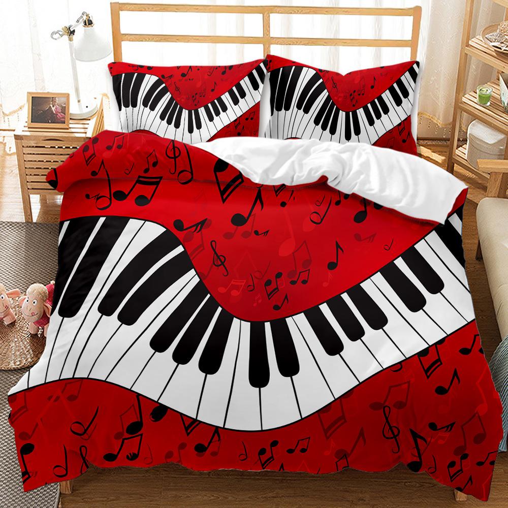 Comforter Music Music With G-Clef Key Instrument Rhythmic Design Queen King Twin Full Size 2/3Pcs Bedding Set