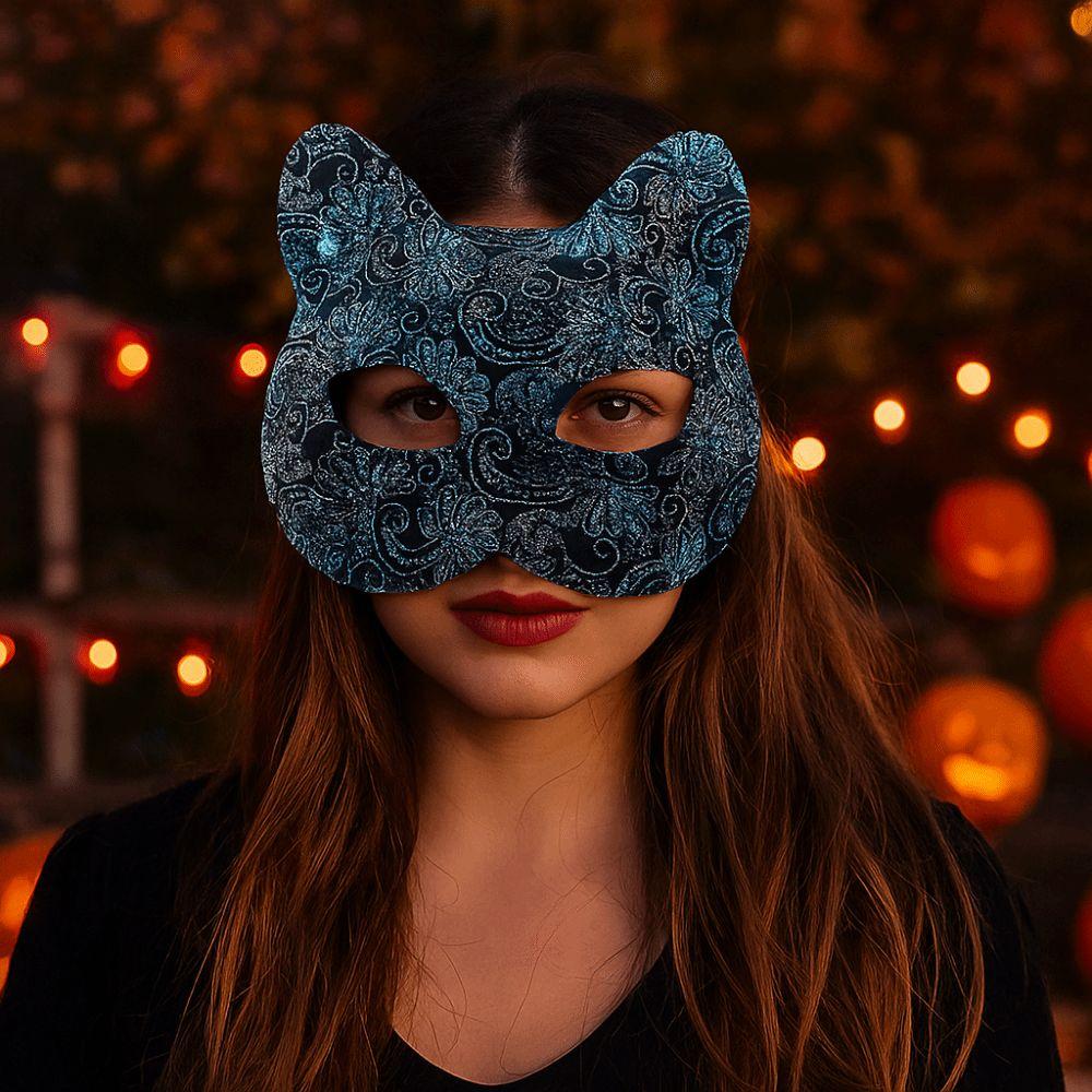 Flower Halloween Masquerade Mask Plastic Half Face Mask Retro Cat Face Masks  Women