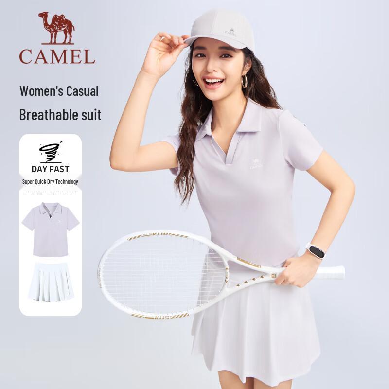 CAMEL Women s Quick-Dry Tennis Polo & Skirt Set L