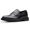 Clarks Leather Formal Business Round Toe Slip-On Simple Casual Shoes Men Shoes Black 261769297