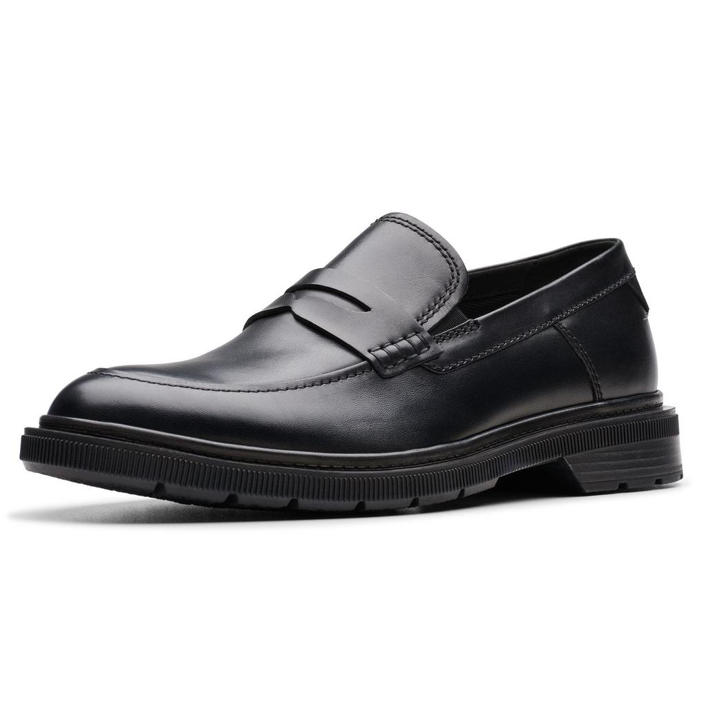 Clarks Leather Formal Business Round Toe Slip-On Simple Casual Shoes Men Shoes Black 261769297