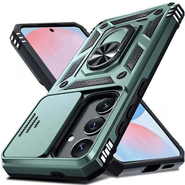 Military Armor Camera Slide Case For Samsung A57 A37 A17 A56 A16 A36 A26 A35 A15 A55 A53 A54 A14 Magnetic Ring Stand Phone Cover