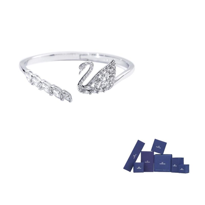 Swarovski Rhodium plated Bangles Womens Silver M Number-Original brand box серебряный
