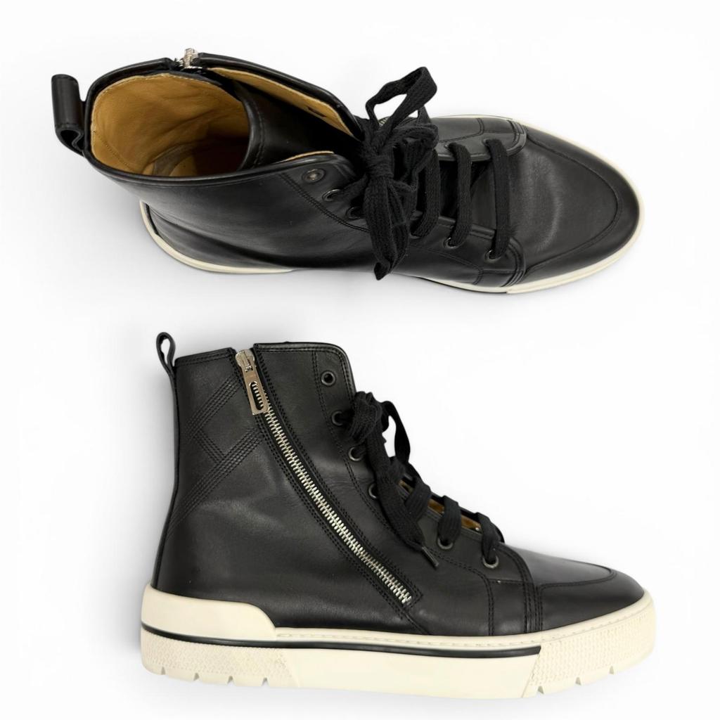 Excellent HERMES High cut sneakers black leather mens 41.5 182355ZH Used