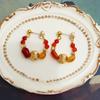 Natural Agate Beaded Necklace Plant Series Golden Seed Bracelet Women'S Retro Red Earrings 898