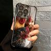 Chicken Hen Rooster Plating Phone Case For Iphone 16 17 Pro Max Air 16E 14 15 Plus 12 13 Mini Anti-Fall Airabag Cover