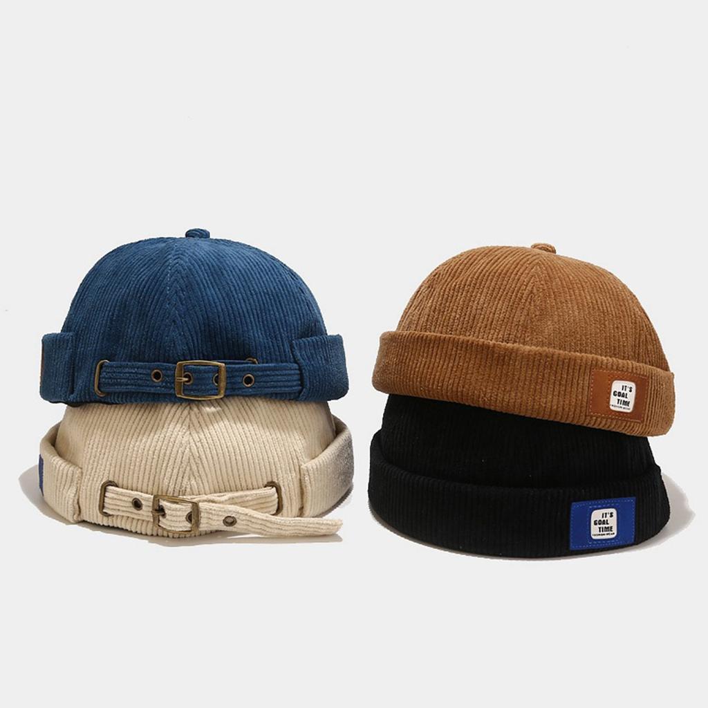 Early Autumn Label Letter Corduroy Street Retro Yuppie Hat Korean Fashion Hip Hop Melon Skin Hat