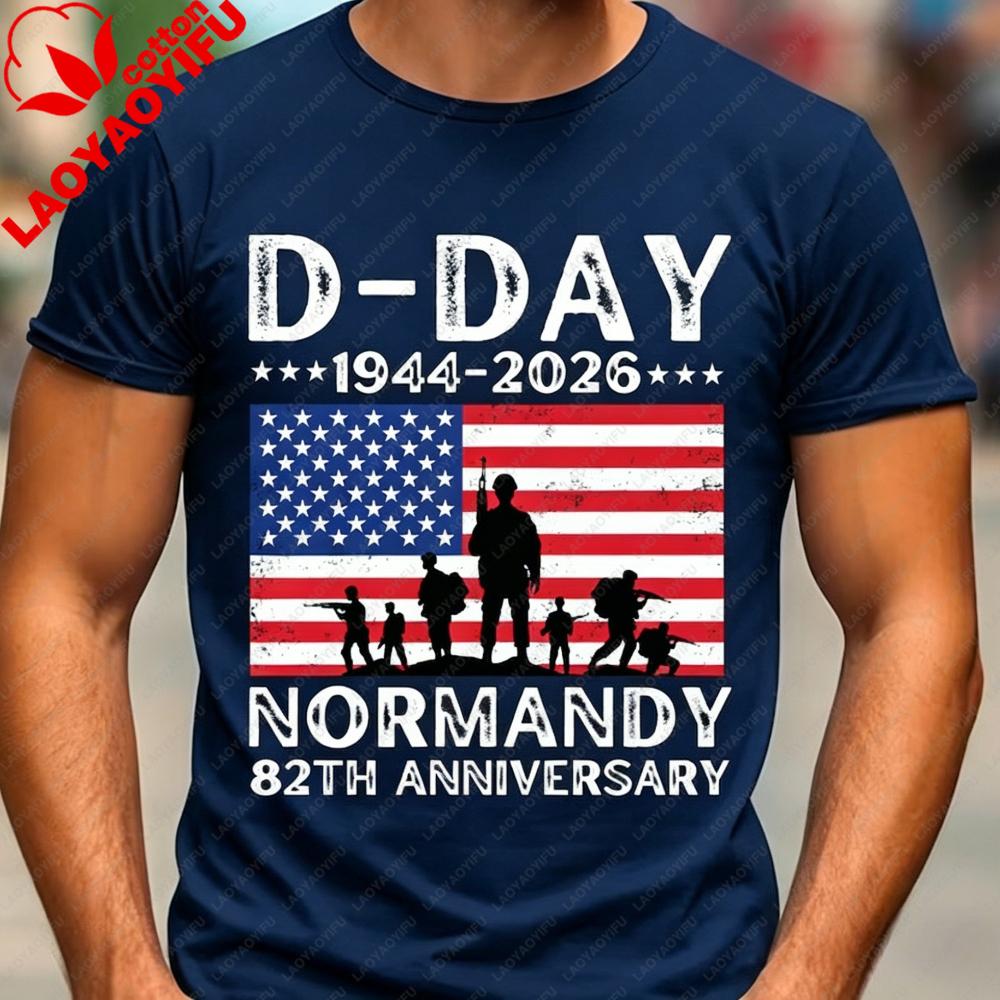 DDay Shirt 82. Jahrestag Normandie 19442026 TShirt D Day 06 Jun 1944 Gedenkbekleidung Herren Rundhals Baumwolle Kurzarm