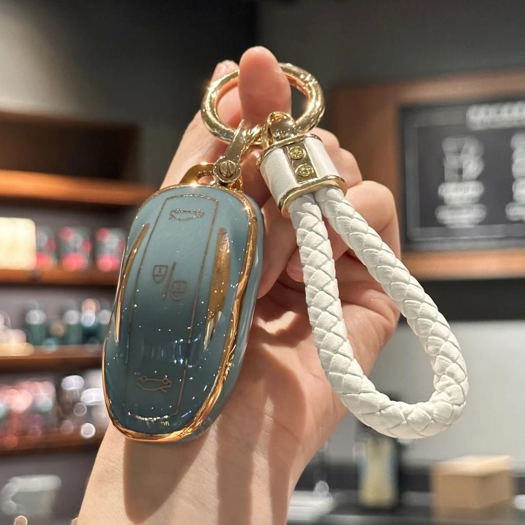 Samolepka na auto Tesla Obal na klíčenku z TPU s poutkem na klíče pro Tesla Model S Model 3 Model Y Ochrana dálkového chytrého klíče