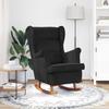Rocking Chair Armchair In Black Velvet and Solid Wood