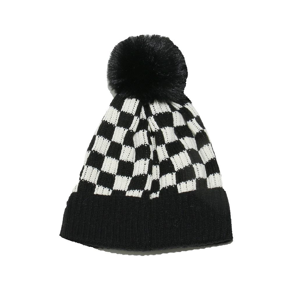 Temu Autumn and Winter New Knitted Hat Women's Casual Versatile Checkerboard Plaid Wool Hat Women's Winter