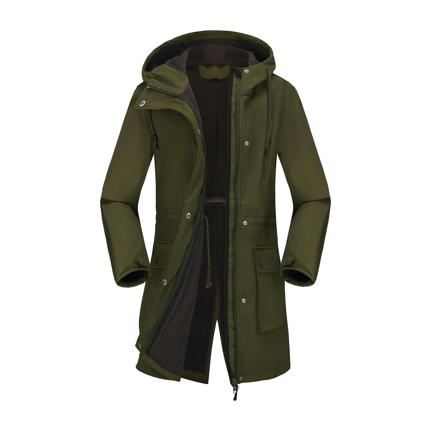 

Medium-length Hooded Fashion Trend Women s Thickened Warm Mountaineering Clothing Rainproof Lightweight Comfortable Long-sleeved Cotton Clothing S армия зеленый