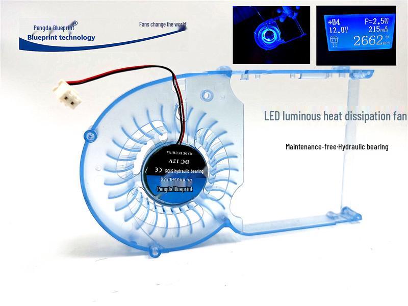 

Pengda Blueprint 12V Blue LED Graphics Card Cooling Fan with Transparent Frame 2.54 Terminal Plug