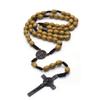 Wood Wood Beads Necklace Car Hanging Ornament Crucifix Pendant Chain Handmade Rosary Necklace  Men