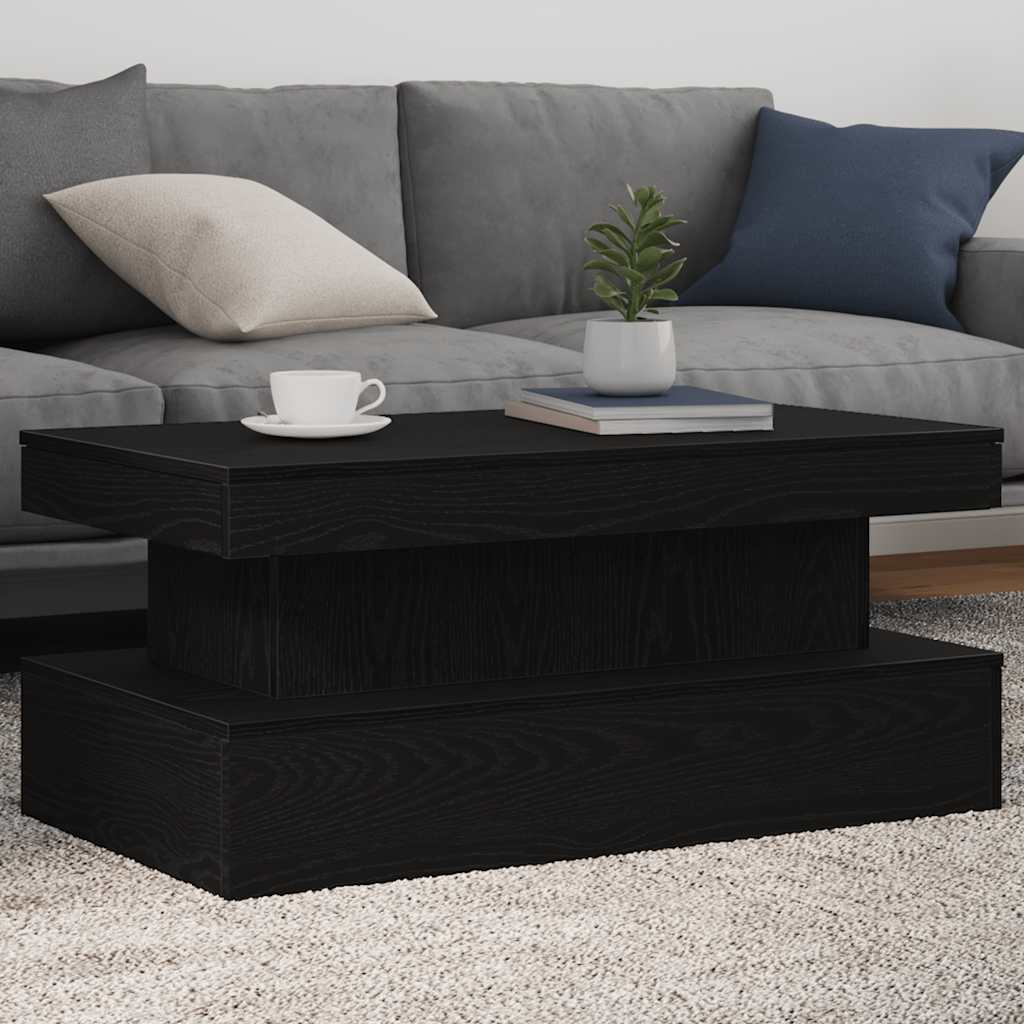 LED Coffee Table Black Oak Effect 90 X 50 X 40 Cm