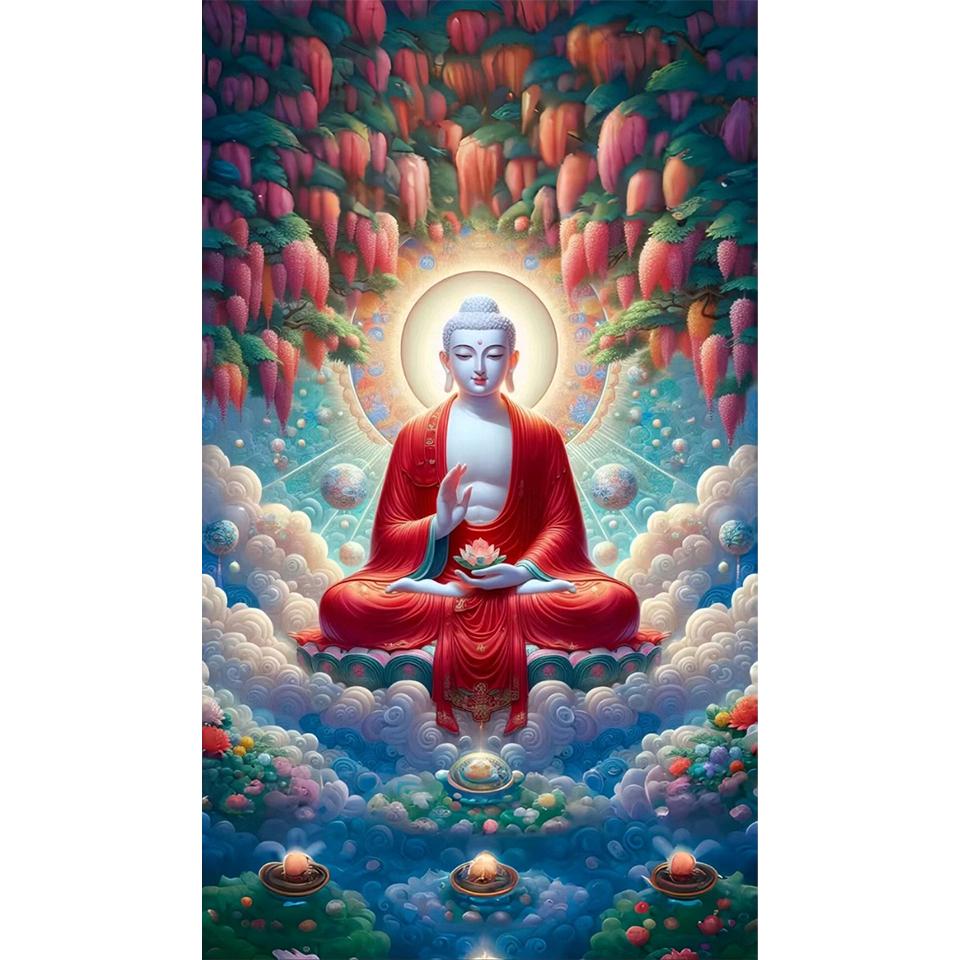 Fantasy Buddha Statue 5D Full Round Diamond Painting Kits Zen Art Buddhist Sculpture DIY Drills Mosaic Embroidery Cross-stitch