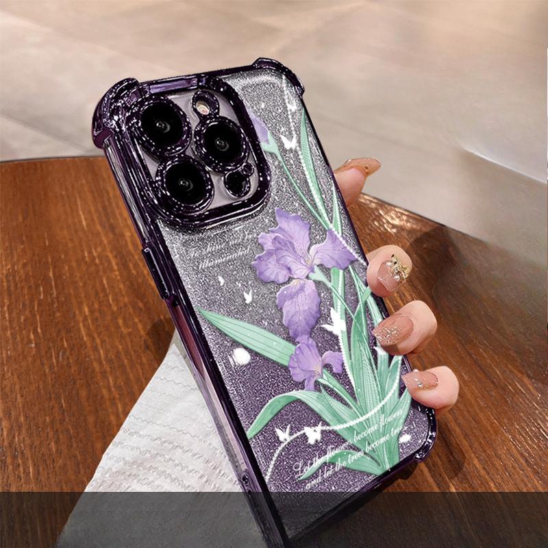 

Подставка Iris Подходит для чехла для мобильного телефона Apple 15 Promax 14 Гальванизированная Подушка безопасности на четырех углах 13 Высококлассное ощущение 11 Нишевый iphone 16