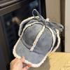 Sherpa Baseball Cap with Ear Flaps Korean Style Drawstring Suede Peak Trapper Inspired Winter Hat