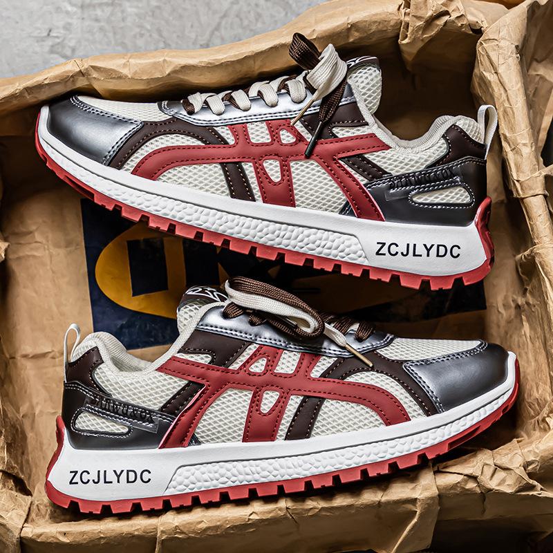 New summer men's shoes breathable mesh Forrest Gump shoes color matching thick-soled heightening shoes low-top versatile casual shoes