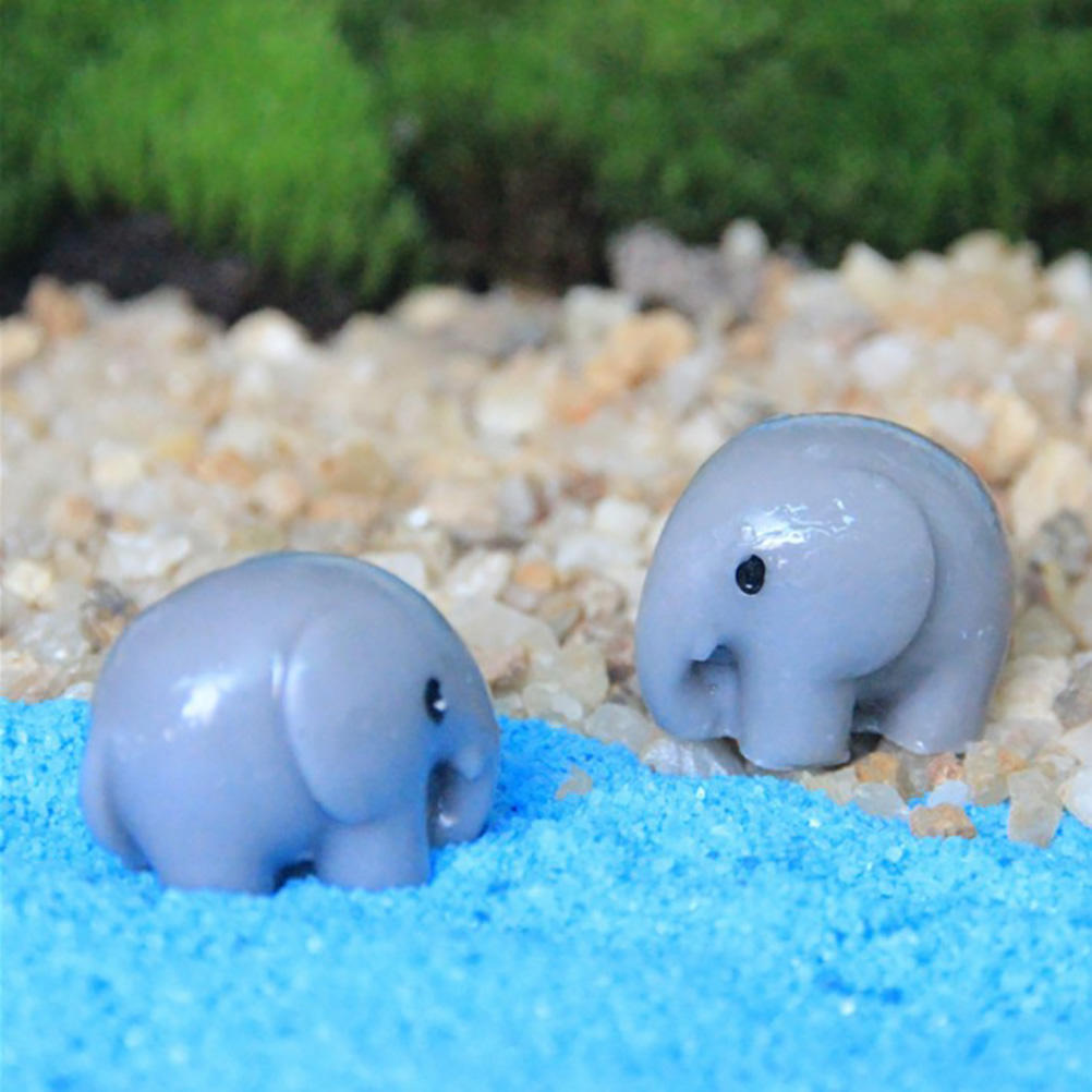 Miniatures Artificial 2 PCS Elephant Fairy Garden Gnomes Moss Resin Crafts