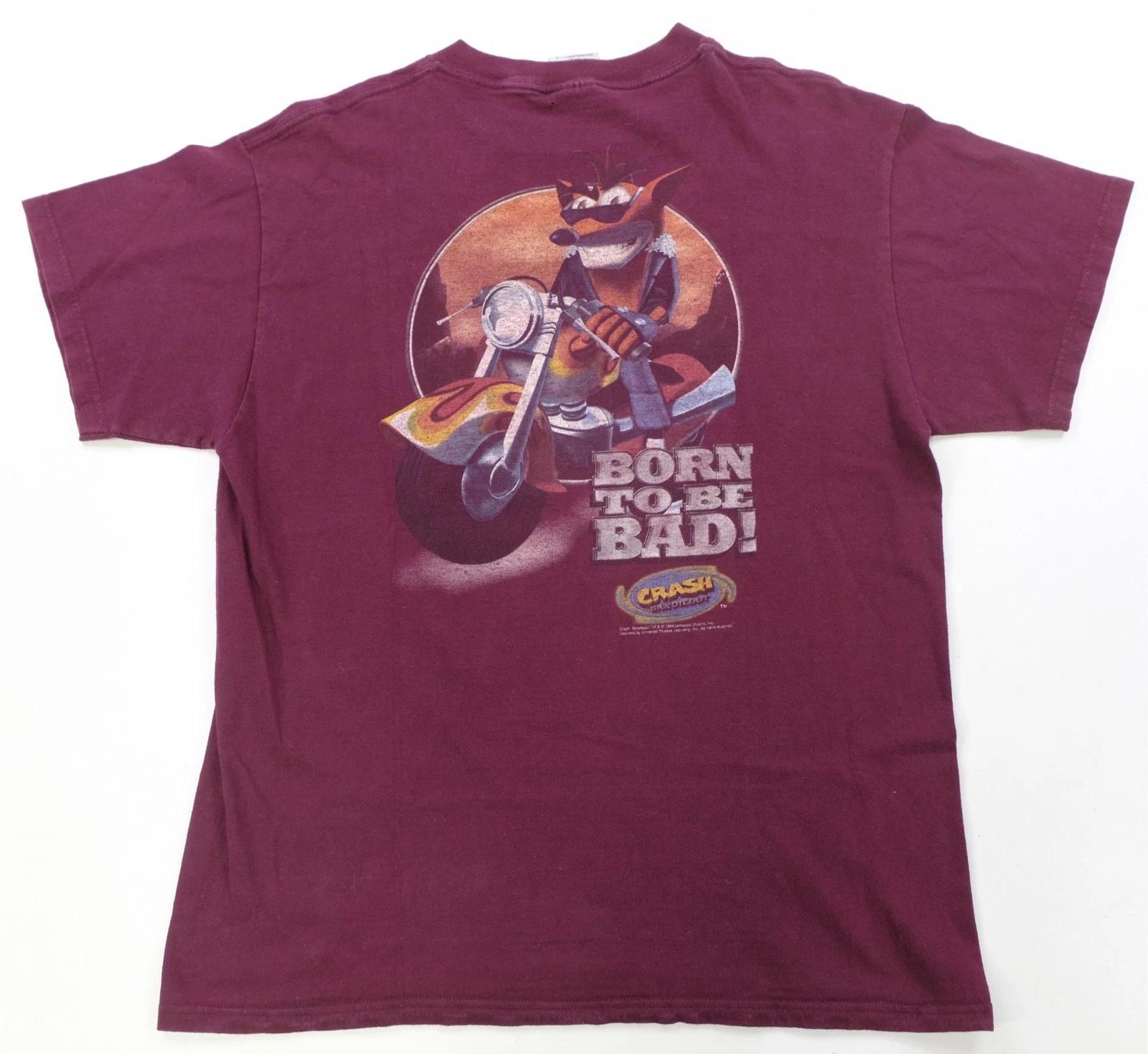 Rare VTG TULTEX Crash Bandicoot Born To Be Bad 1999 Racing Game T Shirt 90s SZ L 4XL