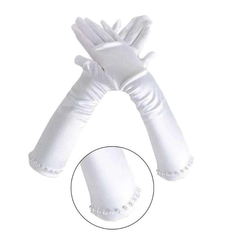 Kids White Gloves for Ceremony School Boys and Girls White Elastic Gloves for Dress Etiquette Gloves Stage Performances