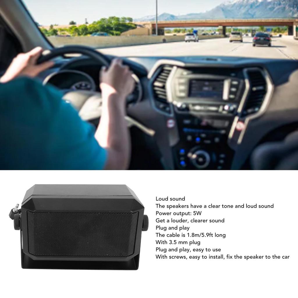 Car Radio External Speaker, Rectangular External Communication Speaker for Ham Radio or CB and Mobile Transceivers, 5 Watts, for Car, Truck, or