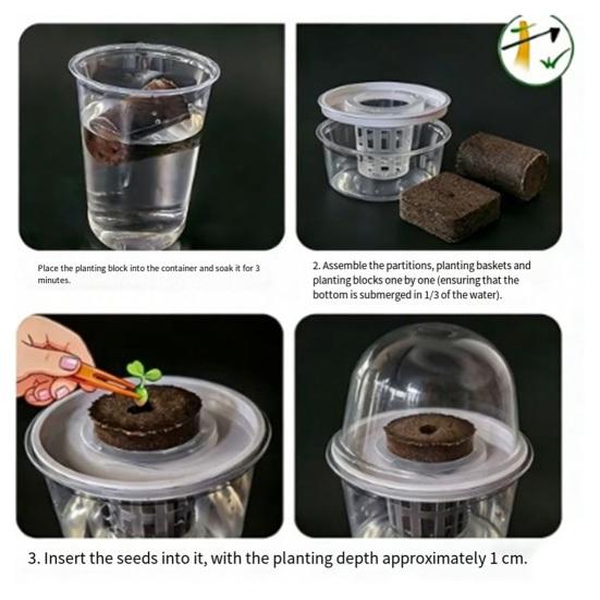 Pflanzenvermehrungsstation Samen Pflanzgefäß Transparenter Becher mit Sämlingen Pflanzenkeimung Starter Hydroponischer Korb Kuppelförmiger Deckel