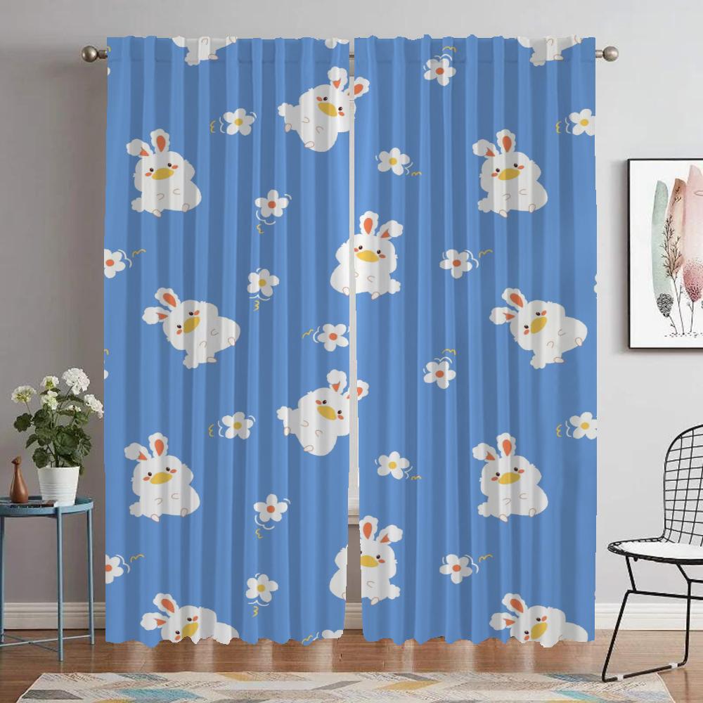 Rabbit Curtains Child Room Blackout Curtain for Room 2 Panel Tulle for Bedroom Partition Shades Halloween Decoration Living Home