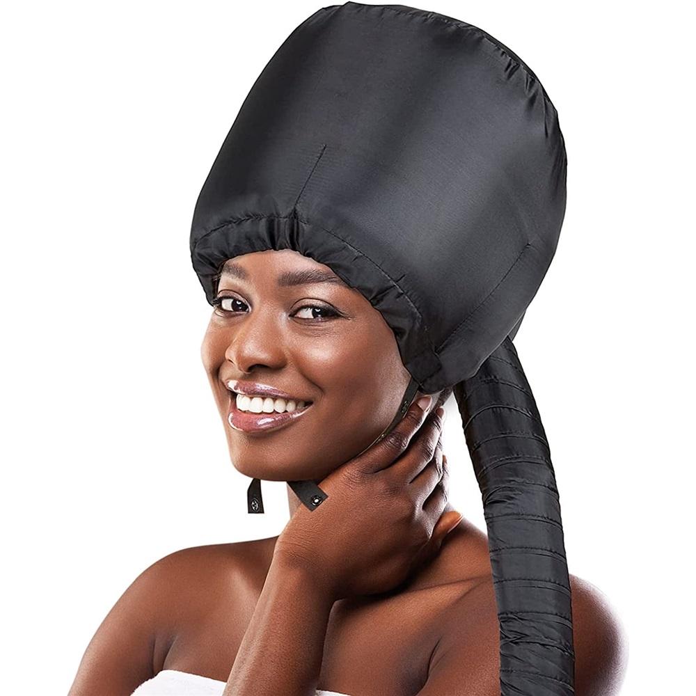 

Hooded Hair Dryer Attachment - Hair dryer cap with elastic band, for styling, deep treatment, and drying hair (black)