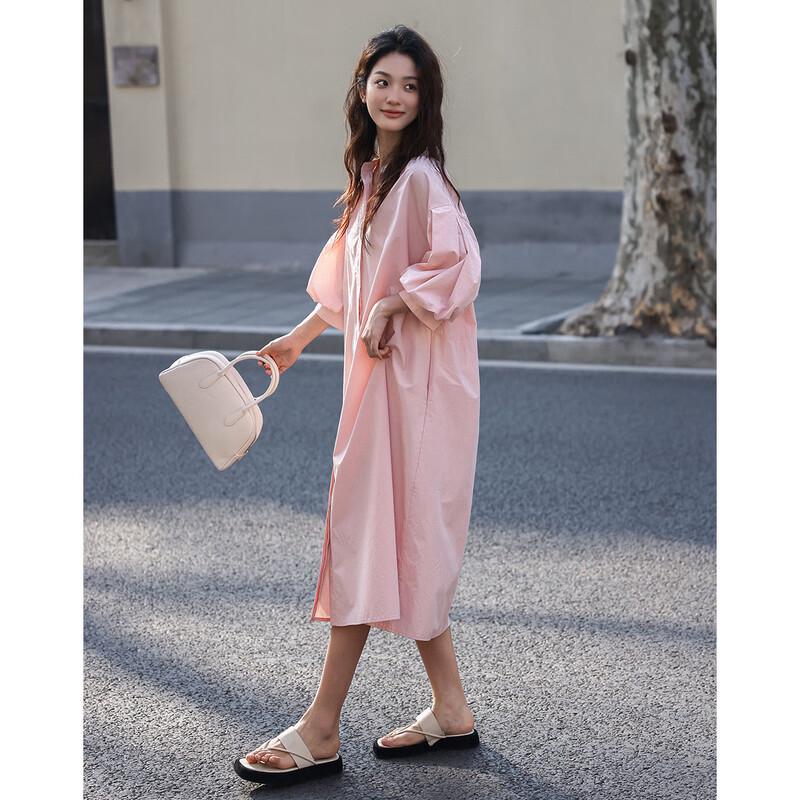 

Demana Women s Summer Round Neck Puff Sleeve Long Dress S