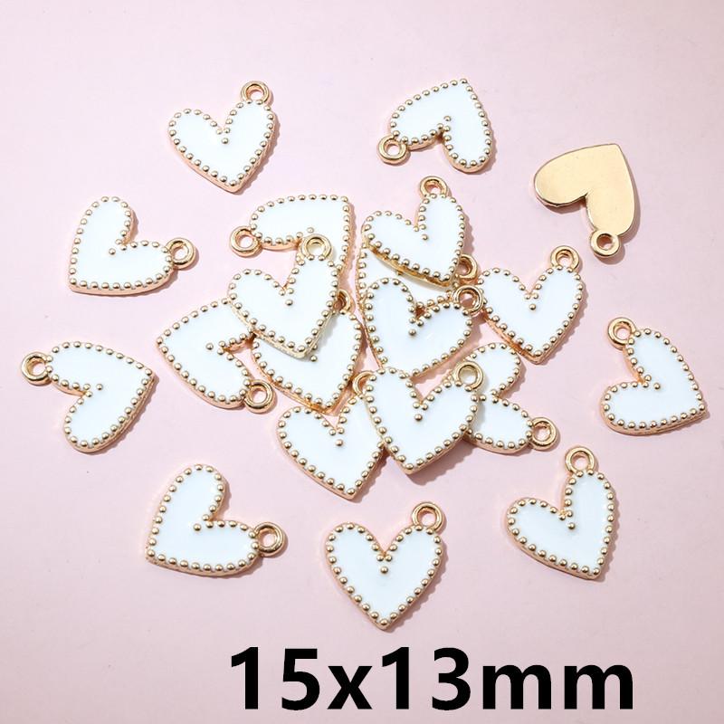 30pcs 15x13mm Enamel Heart Charms Pendant Alloy Metal DIY Jewelry Making Accessories for Earrings Bracelet Necklace Findings