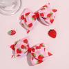 2Pcs Strawberry Bow Hair Clips Cute Red Floral Hairpins Ribbon Barrette For Girls Children Kids Sweet Kawaii Hair Accessories