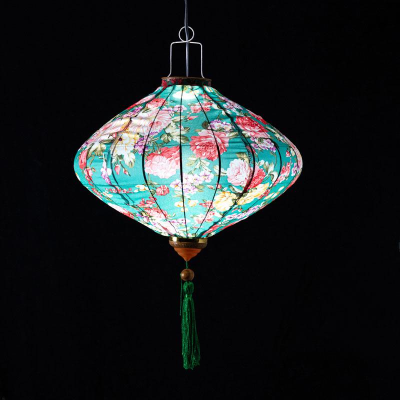 12/14 Inch Oriental Style Palace Lantern Cloth Silk Floral Pattern Lantern Vietnam Mid Autumn Spring Festival Hanging Decor