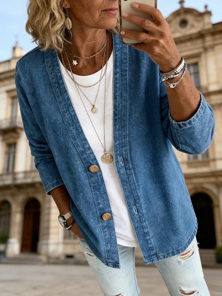 Damen Strickjacke Leichte Blaue Jacke Langärmeliges Oberteil Zeigt ein Stilvolles Und Flexibles Design, Das Perfekt für Frühling, Sommer Und Herbst Ist