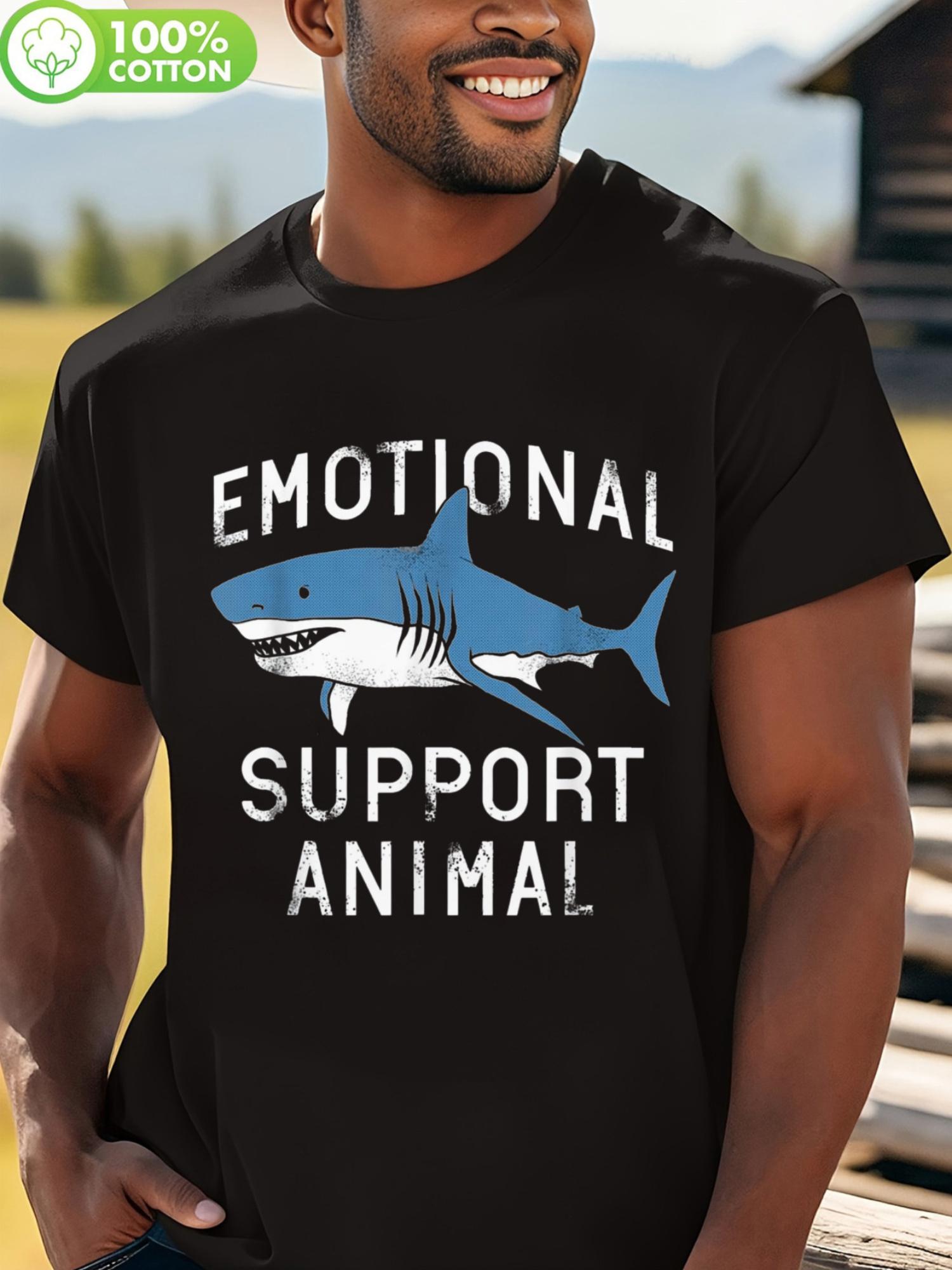 100% Cotton Shark Graphic T-shirt - Emotional Support Animal Design M