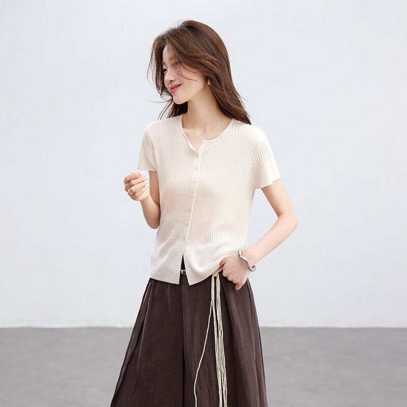 Srcr Silk Blend Short-Sleeve Knitted Cardigan L