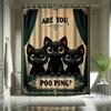 Cat Text Pattern Shower Curtain Set - Funny Content, Creative Design, Includes 12 Hooks, Polyester Fabric, Modern Bathroom Decor