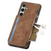 For Samsung Galaxy S24 FE Case Zipper Card Holder Kickstand Leather + PC + TPU Phone Cover