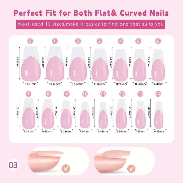 150 Pieces French Manicure Press On Nail with Pre Coated Base Easy To Apply False Nail T for Creating Stylish Nail Art