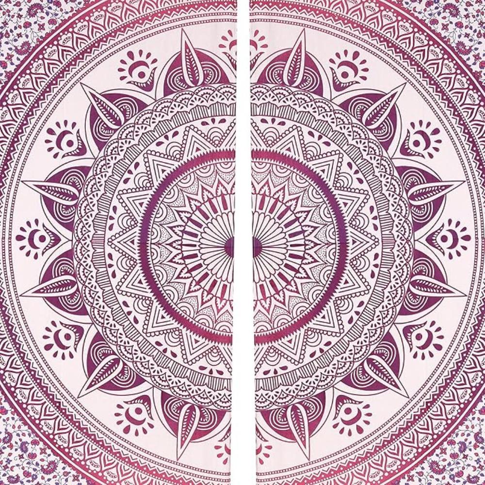 Bless International Beautiful Indian Bohemian Psychedelic Hippie Ombre Window Curtain Panels for Bedroom, Living, Balcony (Pink Red Ombre Flower)