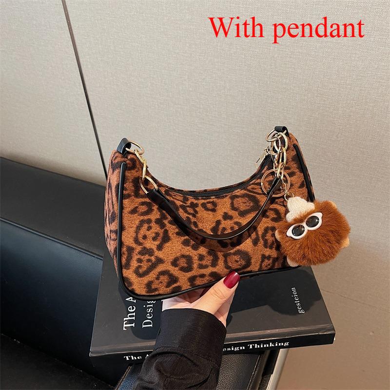Retro Leopard Shoulder Bags for Women Casual Portable Ladies Chain Underarm Bag Clutch Autumn Female Phe Handbags Purse