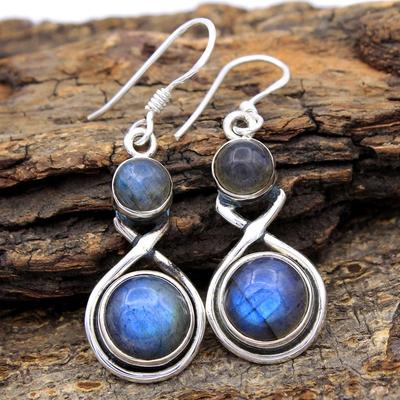 Natural Labradorite Gemstone 925 Sterling Silver Women Earring