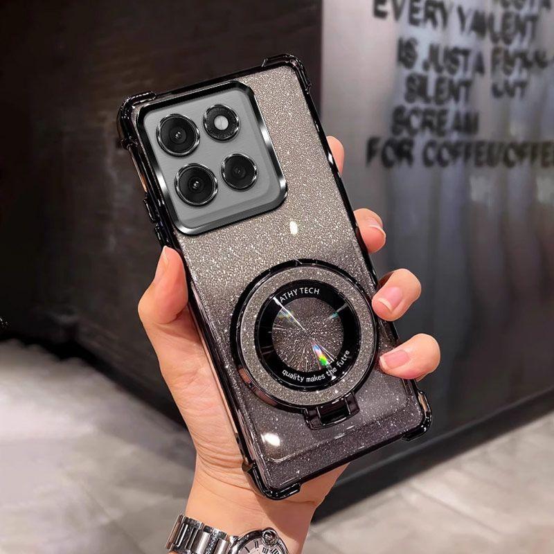 Funda de Lujo con Purpurina de Cuatro Esquinas para Motorola Signature Moto Edge 70 Ultra 60 Fusion 50 Pro G87 G77 G67 G86 Power Funda Resistente a los Golpes