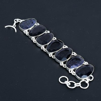 Blue Sunstone Dainty Bracelet, Shiny Sunstone Gemstone, Sunstone Handmade Bracelet Jewelry, Blue Color Bracelet, Gift For Her, Gifts For Mom