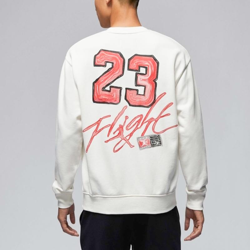 Jordan As M J FLC Crew Neck Comfortable Soft Long Sleeve Sweatshirt Men Sweatshirt White IB5605-133