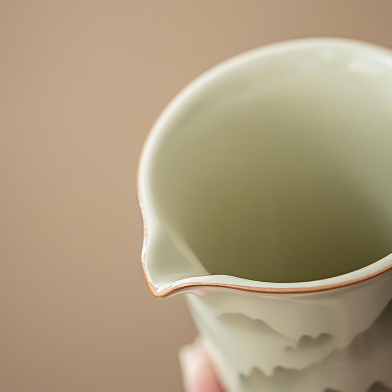 230ml Retro Ru Kiln Keramický čajový džbán Kreativní krajina Květina Rozdělit Čaj Cha Hai Justice Cup Nádobí Dekorace Dodávky